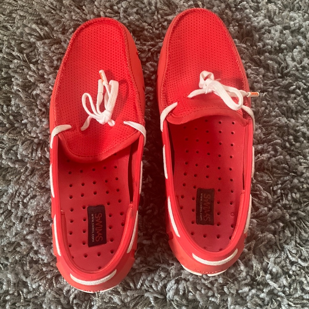 Swims Orange Red Braided Lace Loafer Slip On - Size 6